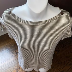 Like New W5/Anthropologie Boatneck Ribbed Stripe Top, S